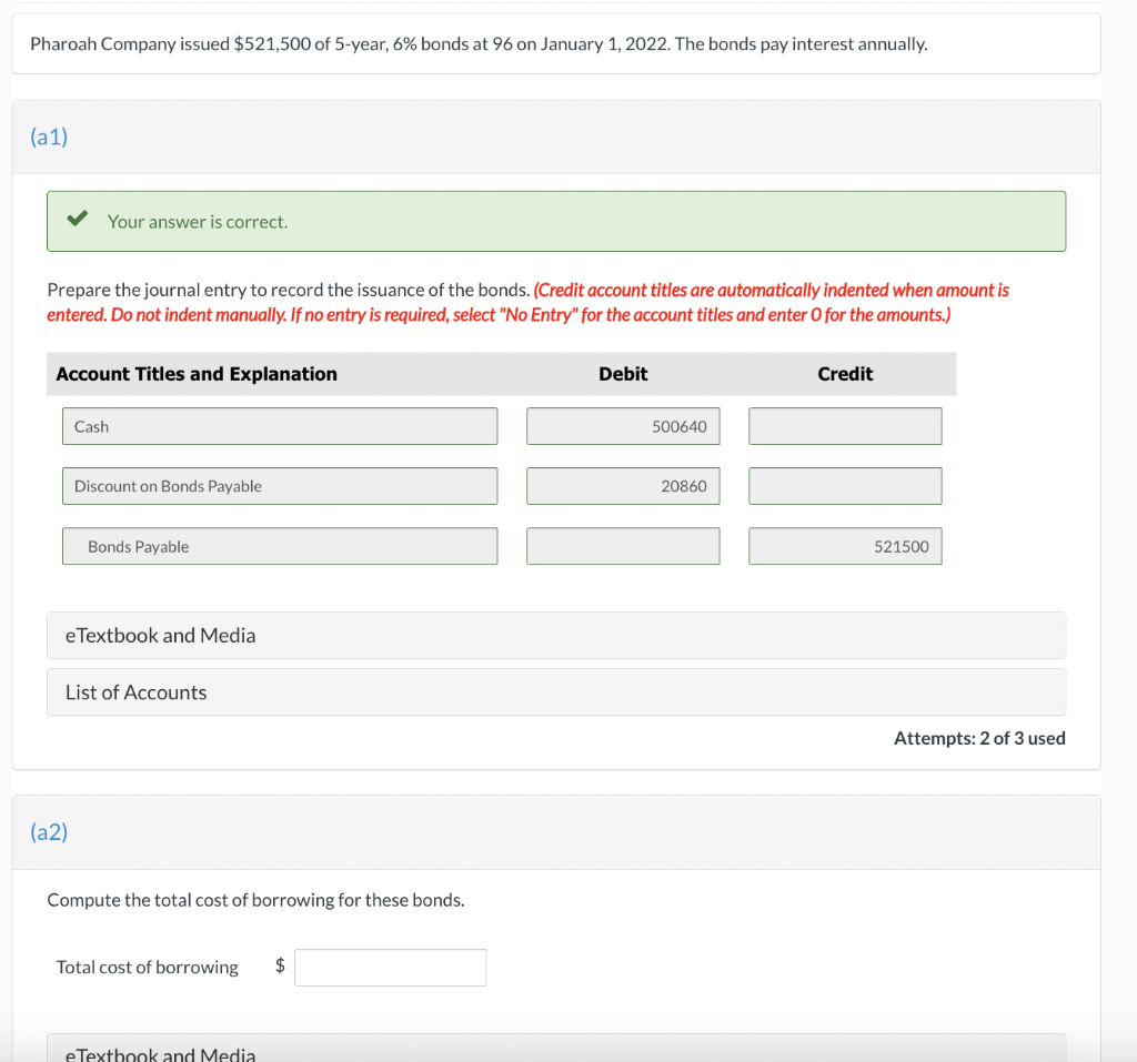 Solved Pharoah Company issued 521,500 of 5year, 6\ bonds