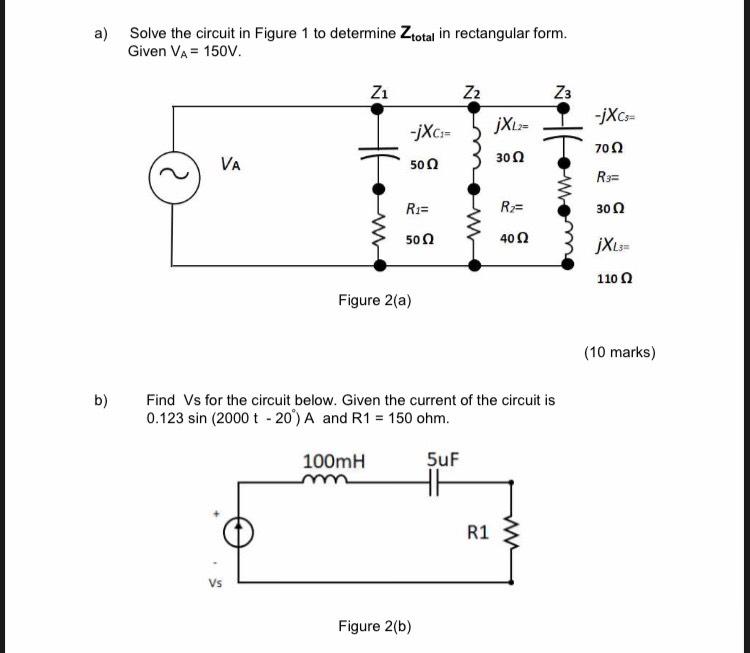 Solved a) Solve the circuit in Figure 1 to determine total | Chegg.com