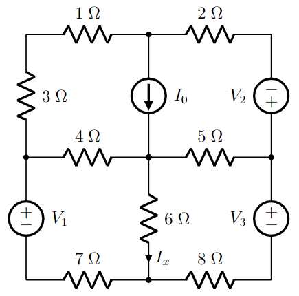 Solved Given: I0 = 3 amperes, V1 = 9 volts, V2 = 34 volts, | Chegg.com