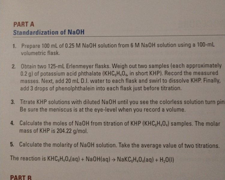 Solved calculating the moles of NaOH from titration of KHP