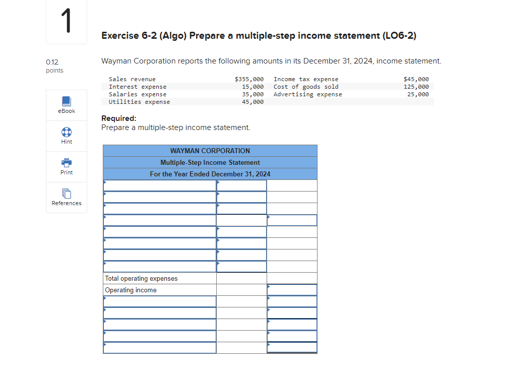 Solved Exercise Algo Prepare A Multiple Step Income Chegg Com