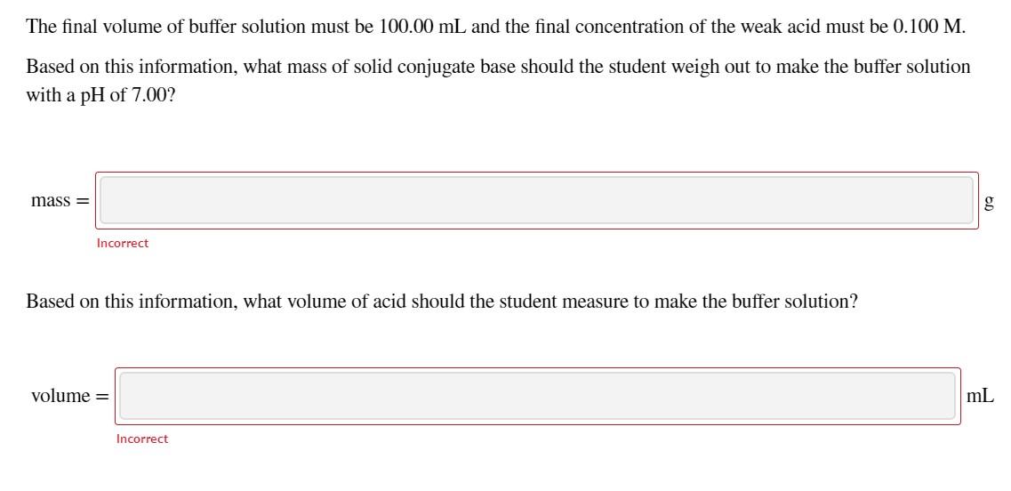 Solved A student must make a buffer solution with a pH of | Chegg.com