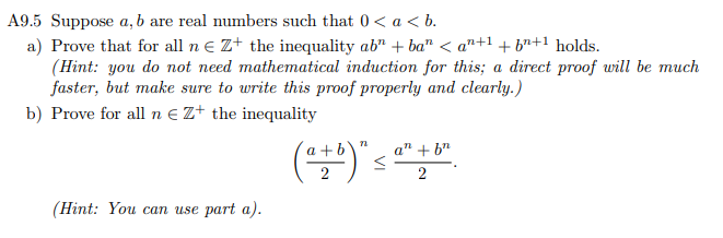 Solved A9.5 Suppose A,b Are Real Numbers Such That 0 | Chegg.com