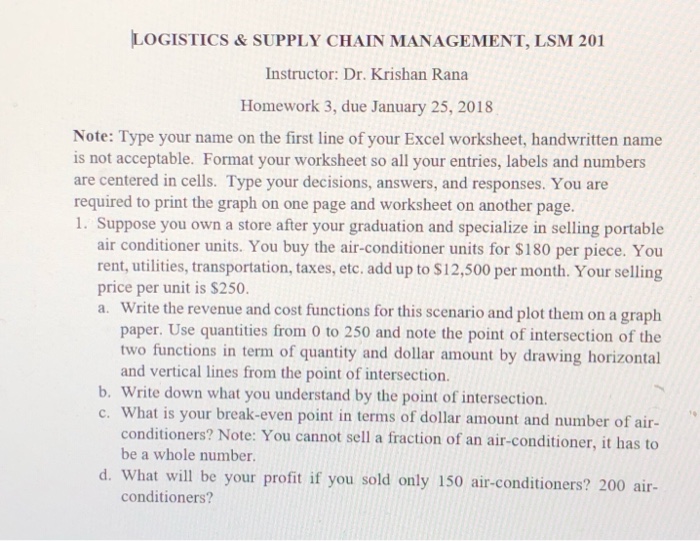 Solved LOGISTICS& SUPPLY CHAIN MANAGEMENT, LSM 201