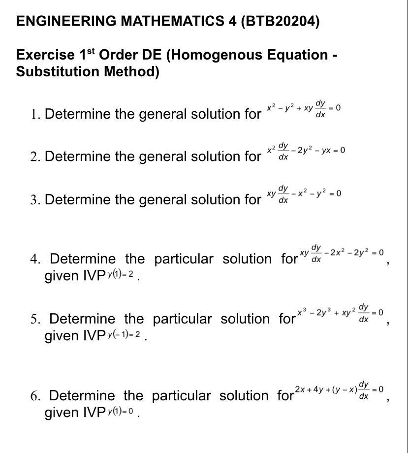 Solved ENGINEERING MATHEMATICS 4 (BTB20204) Exercise 1st | Chegg.com