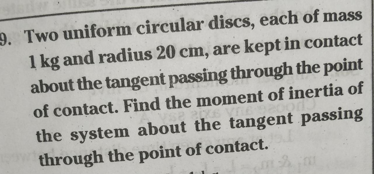 Solved 9. Two Uniform Circular Discs, Each Of Mass 1 Kg And | Chegg.com