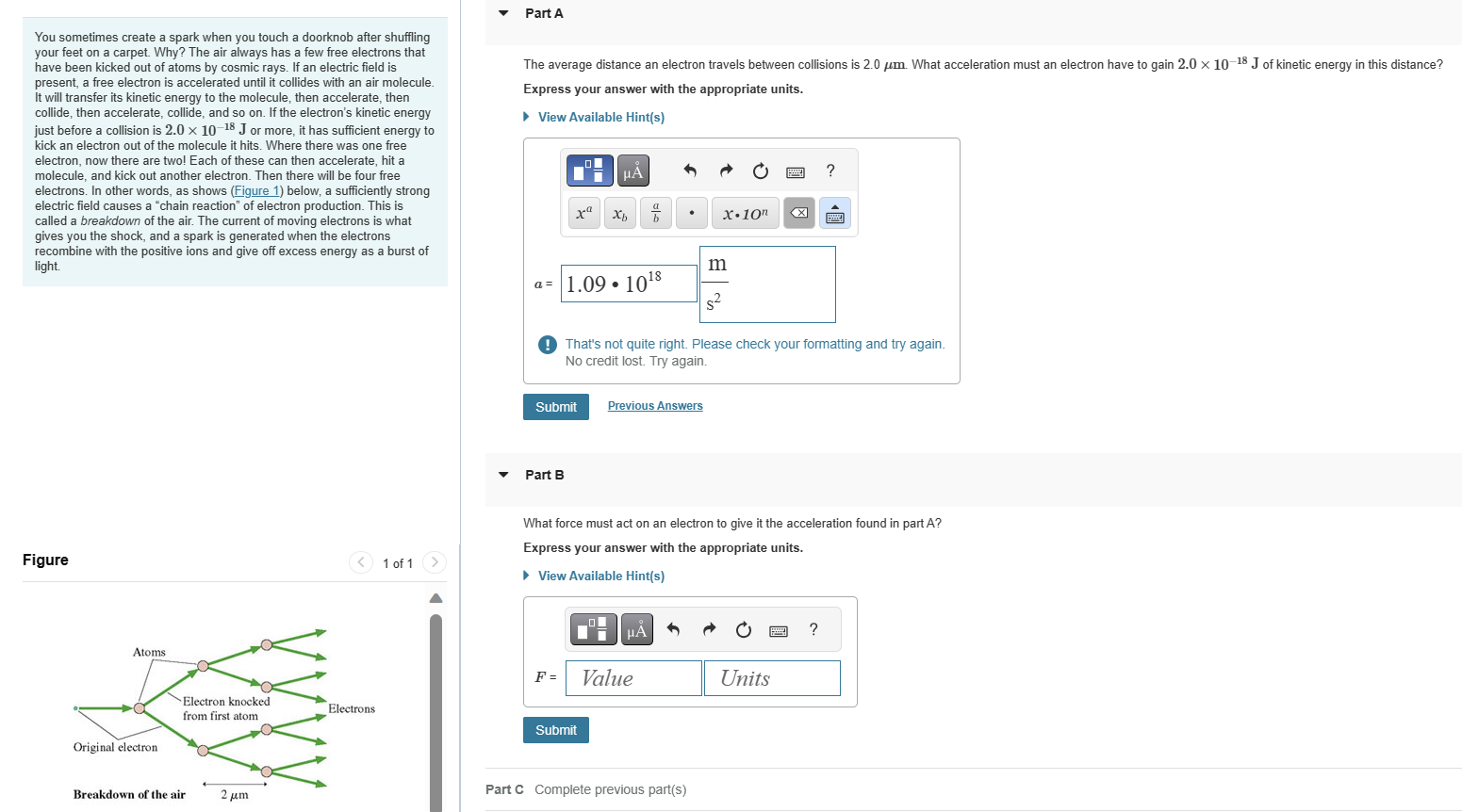 Solved You sometimes create a spark when you touch a | Chegg.com