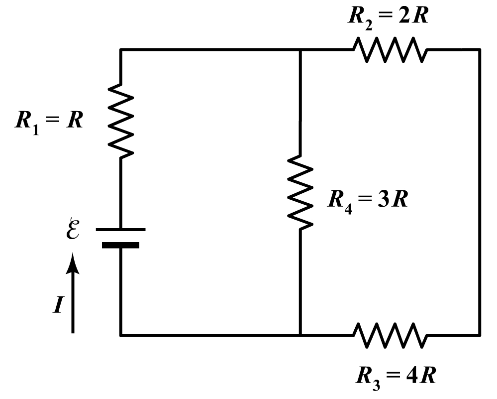 Solved Four resistors are connected to a battery as shown in