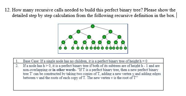 Solved 12. How many recursive calls needed to build this | Chegg.com
