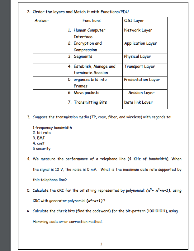 Questions Part A 1 Please Match The Correct Chegg Com