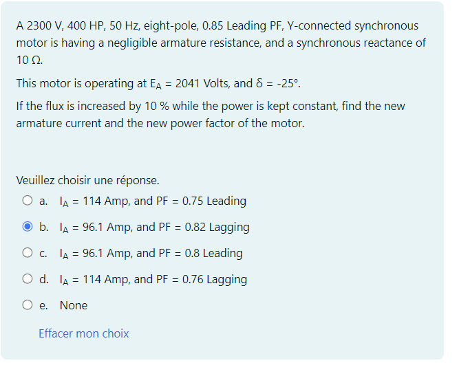Solved A 2300 ﻿V, 400 ﻿HP, 50 ﻿Hz, ﻿eight-pole, 0.85 | Chegg.com