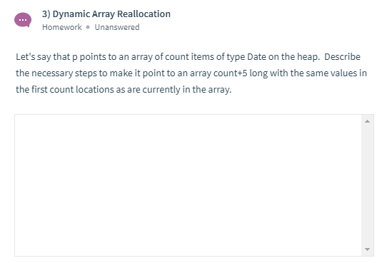 Solved 2) Testing Dynamic Allocation Homework. Unanswered | Chegg.com