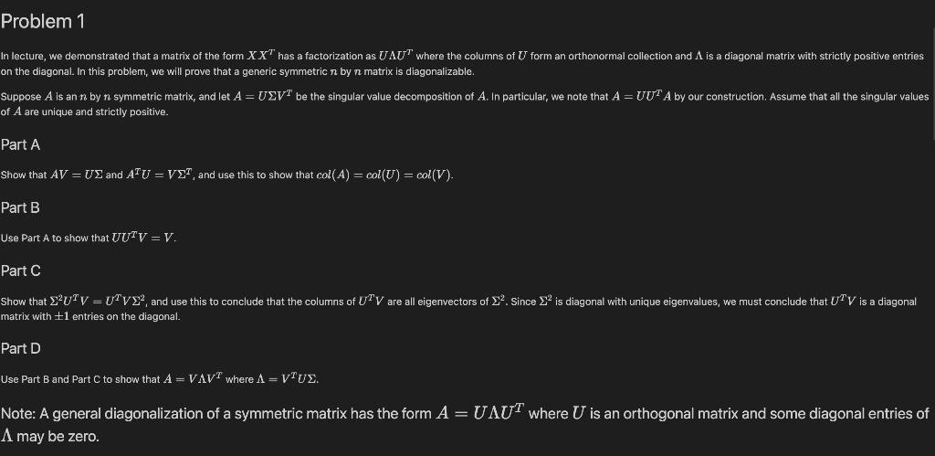 Solved On The Diagonal. In This Problem, We Will Prove That | Chegg.com