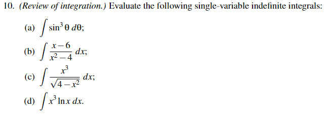 Single Integration Problem Solved (Review of integration.) Evaluate the following | Chegg.com