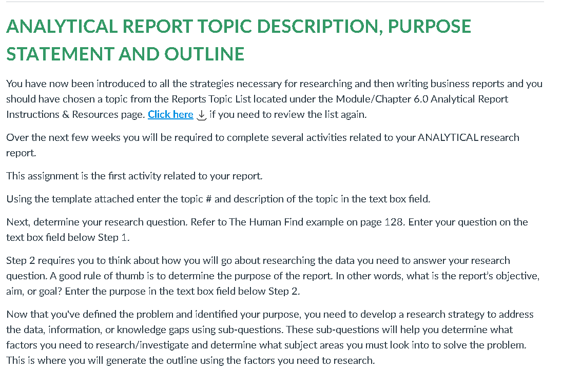analytical report outline