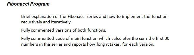 Solved Fibonacci Program Brief explanation of the Fibonacci | Chegg.com
