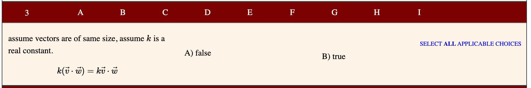 Solved 3 A B C D E F G H I assume vectors are of same size, | Chegg.com