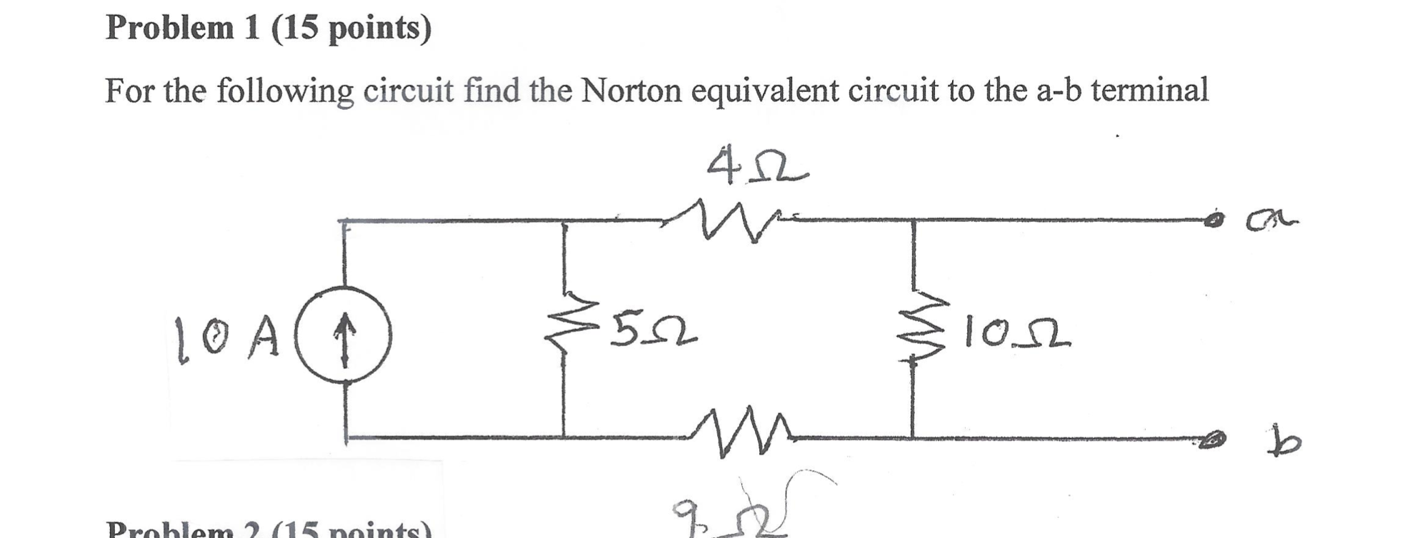 Solved Problem 1 (15 Points) For The Following Circuit Find | Chegg.com