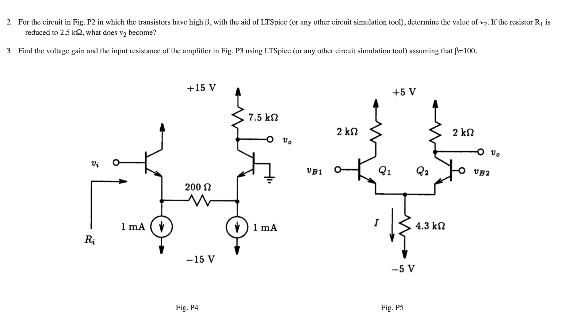 Solved 1. A BJT differential amplifier is biased from a 2−mA