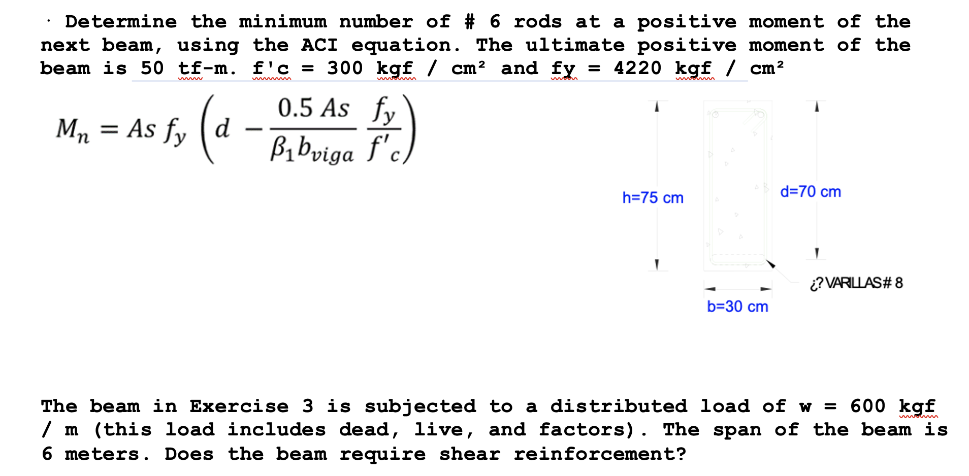 Solved Determine the minimum number of # 6 rods at a | Chegg.com
