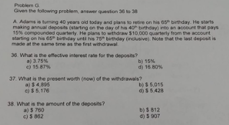 Solved Problem G Given the following problem, answer | Chegg.com