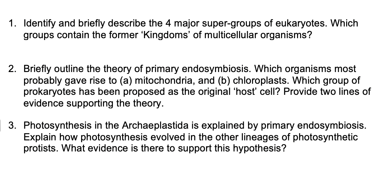 Solved 1. Identify and briefly describe the 4 major | Chegg.com