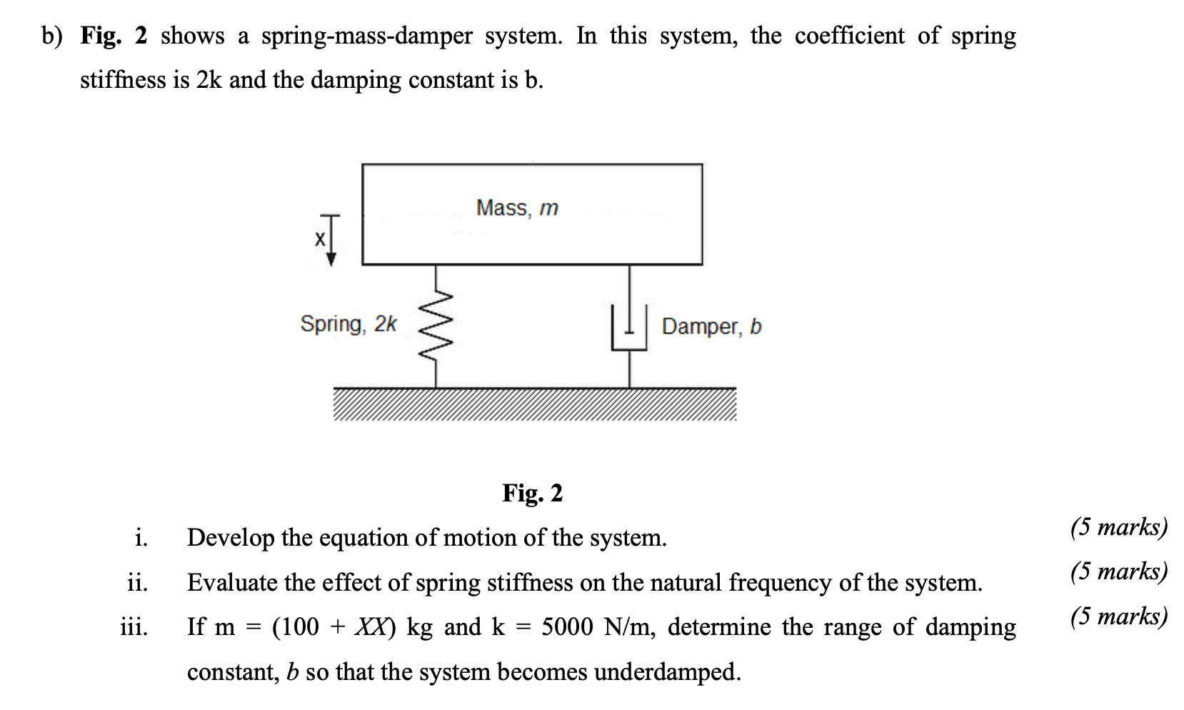 Solved B Fig 2 Shows A Spring Mass Damper System In This 4598