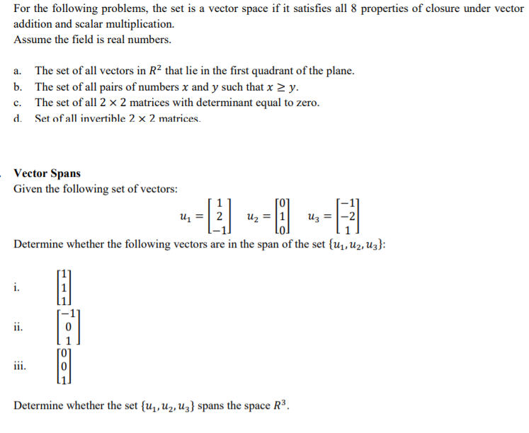 Solved Determine Whether The Vectors In The Set S Span The