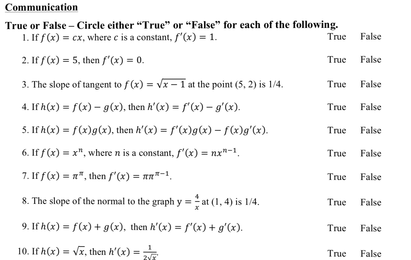 Solved Communication True Or False Circle Either True Chegg Com