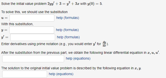 Solved Solve the initial value problem 2yy′+3=y2+3x with | Chegg.com