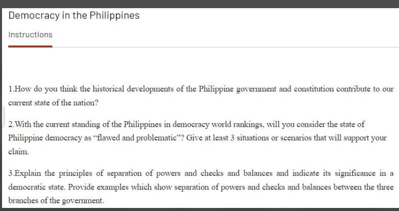 Democracy In The Philippines Instructions 1 How Do 1731