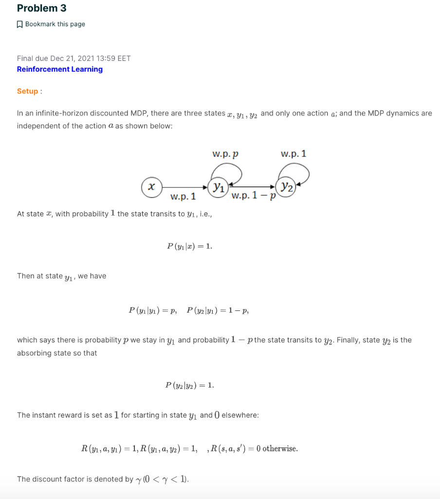 Solved Problem 3 Bookmark this page Final due Dec 21, 2021 | Chegg.com