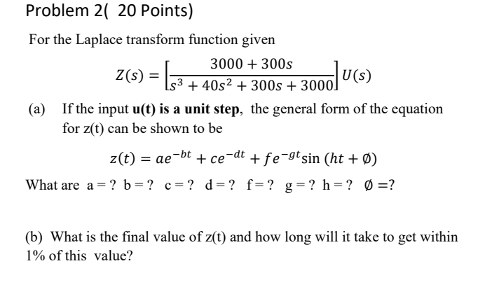 Solved Problem 21 Points For The Laplace Transform Fu Chegg Com
