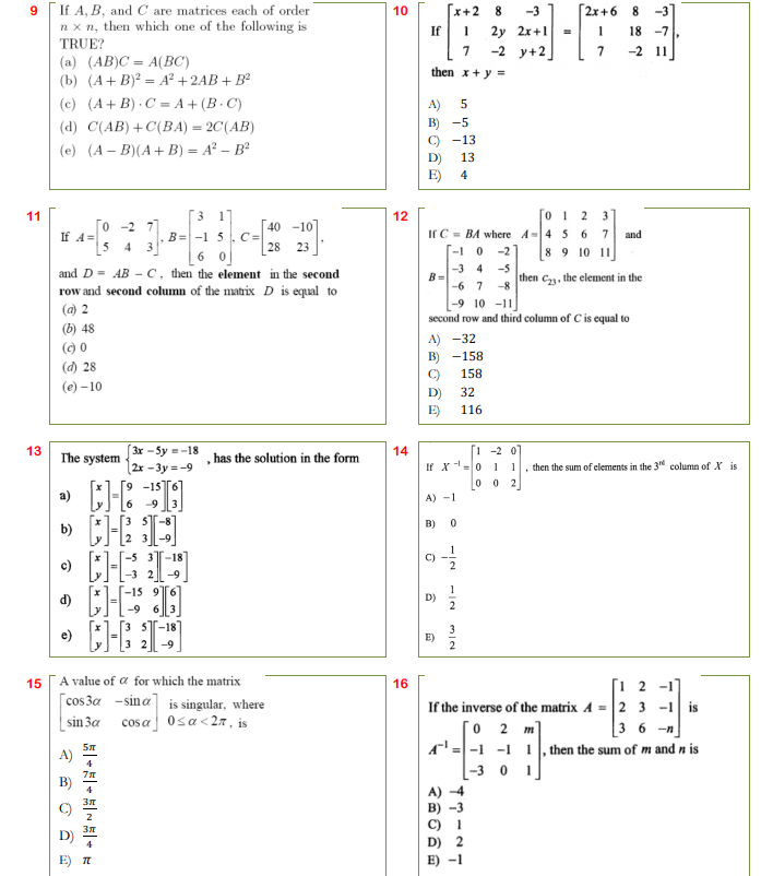 Solved 10 X 28 3 If 1 2y 2 1 7 2 Y 2 Then X Y 2x 6 8 Chegg Com