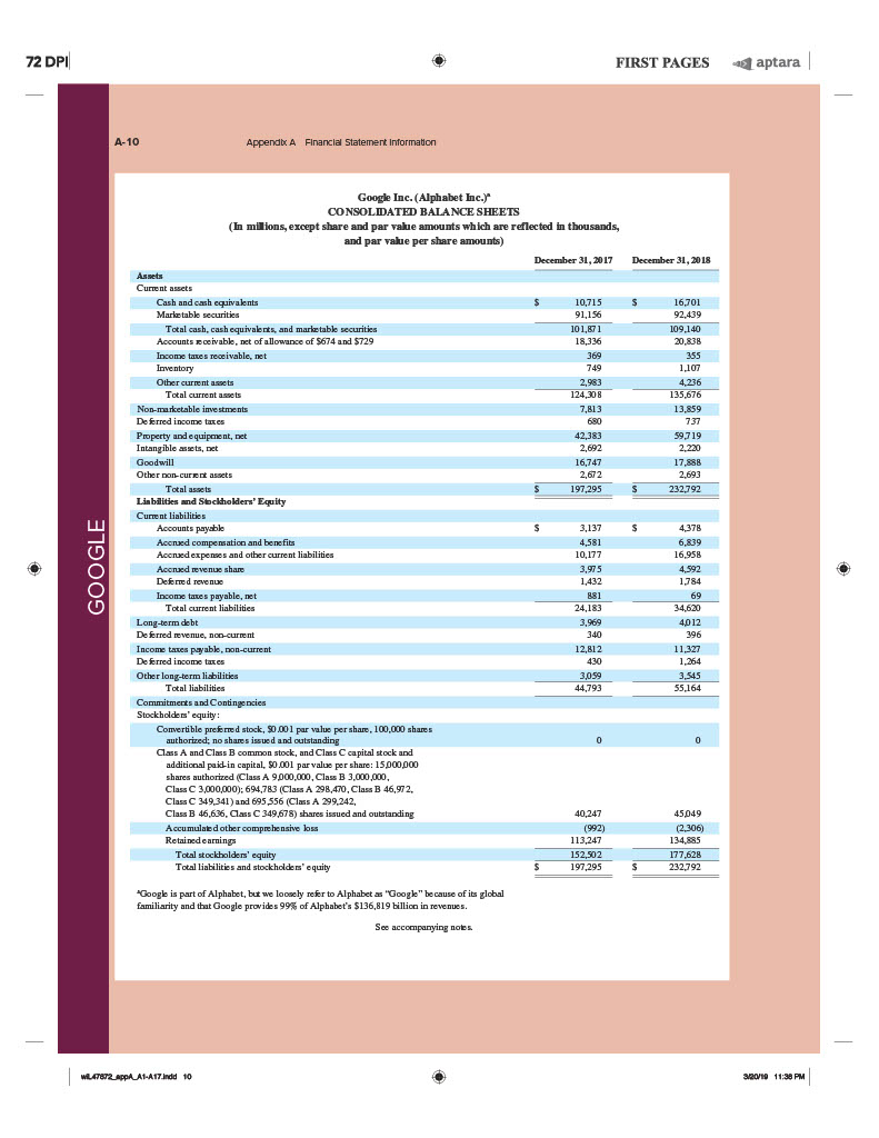 Solved Use Apple's financial statements in Appendix A to | Chegg.com