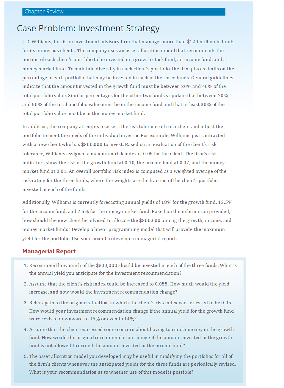 Solved I need you help for my case study report, use excel | Chegg.com
