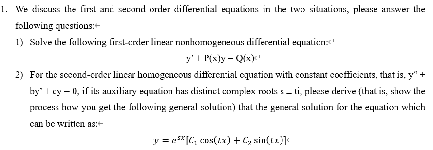 Solved We discuess the first and second order differential | Chegg.com
