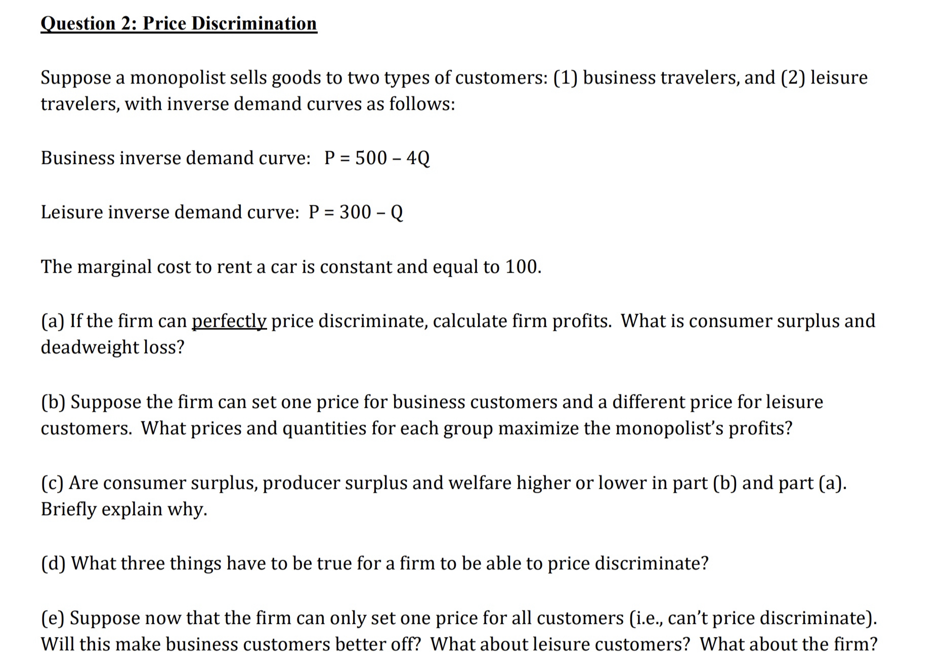 Solved Suppose A Monopolist Sells Goods To Two Types Of | Chegg.com