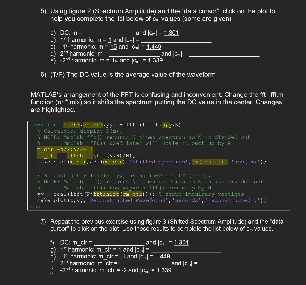 Section 1: FFT and IFFT – Create a new script for the | Chegg.com