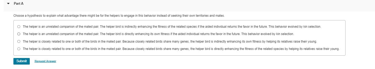 Solved Choose a hypothesis to explain what advantage there | Chegg.com