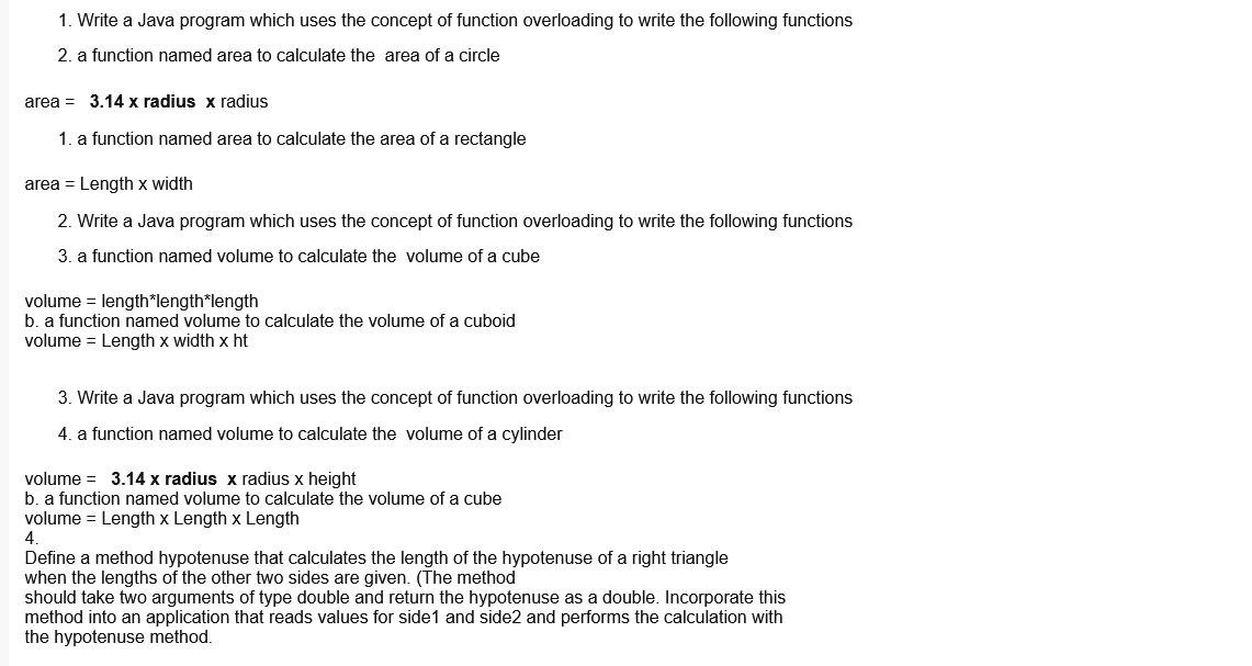 Solved 1-what are the Java rules for method overloading and