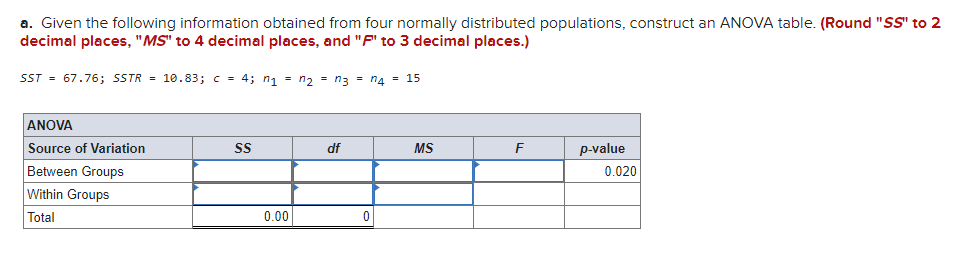 Solved a. Given the following information obtained from | Chegg.com