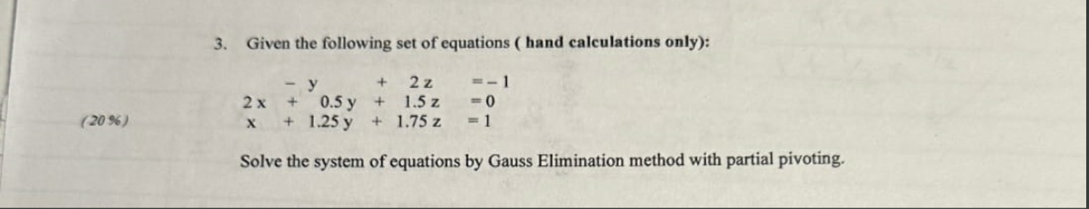 Solved 3. Given the following set of equations ( hand | Chegg.com