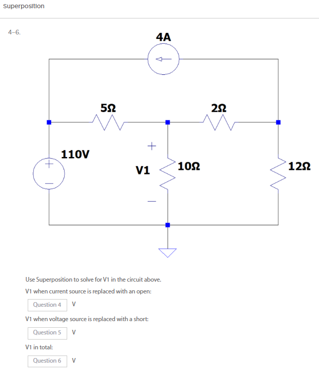 Solved Use Superposition to solve for V1 in the circuit | Chegg.com