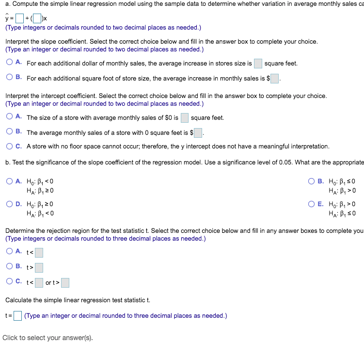 Solved a. Compute the simple linear regression model using | Chegg.com