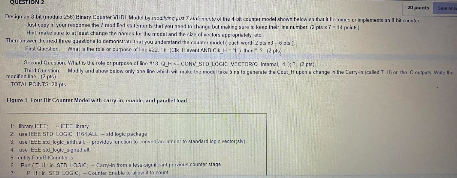 QUESTION 2 20 points Save Ang Design an 8-bit (modulo | Chegg.com