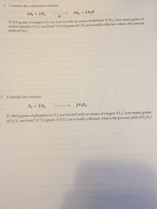 Solved 1. Consider the combustion reaction CH4 + 20 CO2 + | Chegg.com