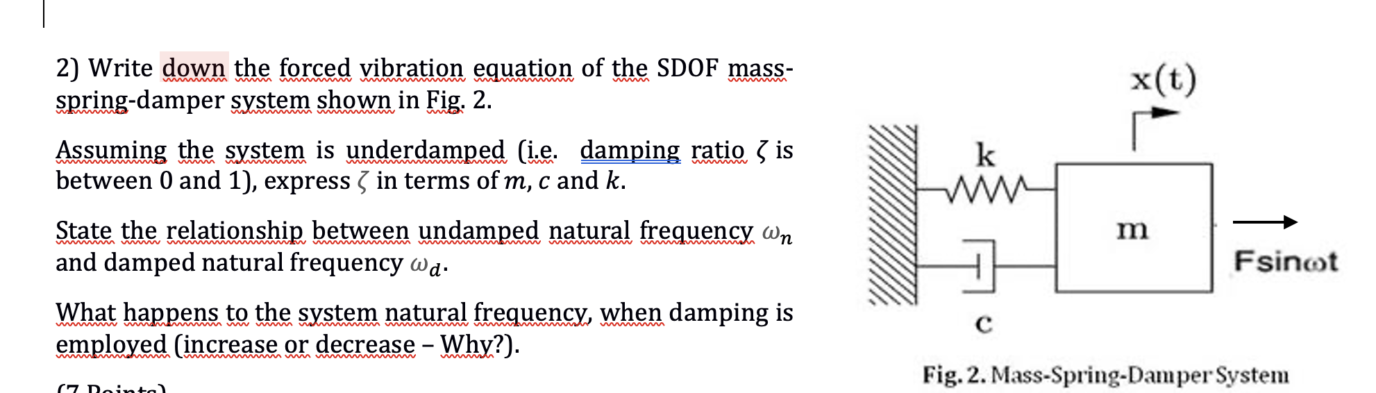 Solved 2) Write down the forced vibration equation of the