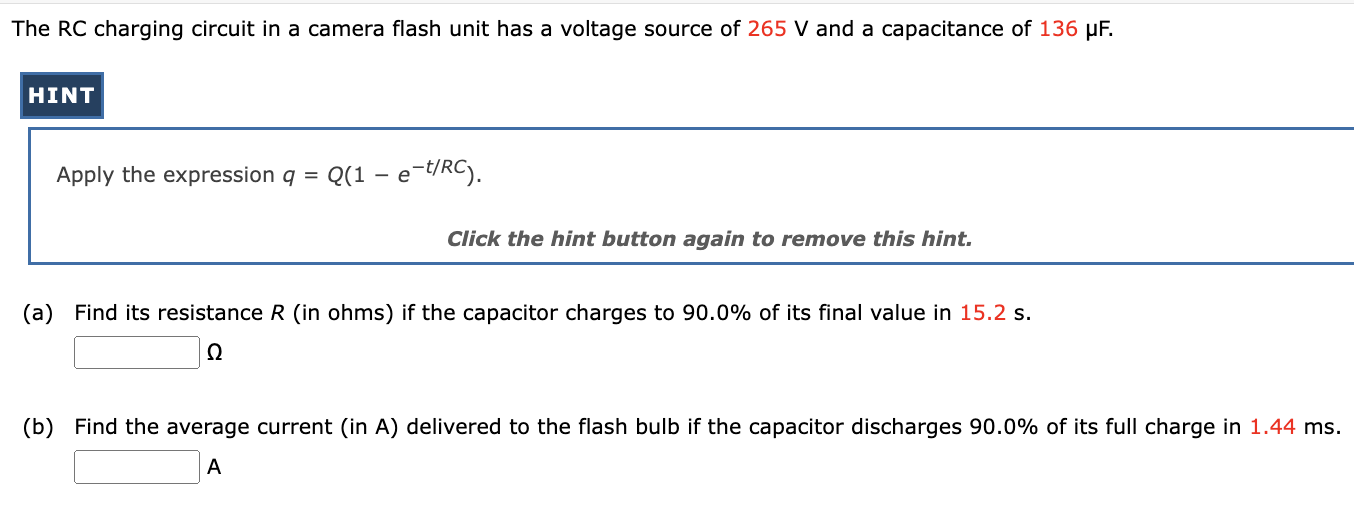 Solved The RC charging circuit in a camera flash unit has a