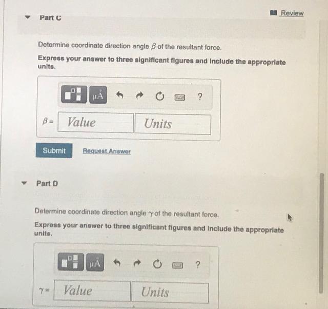 Solved v Part A If the coordinate direction angles for | Chegg.com